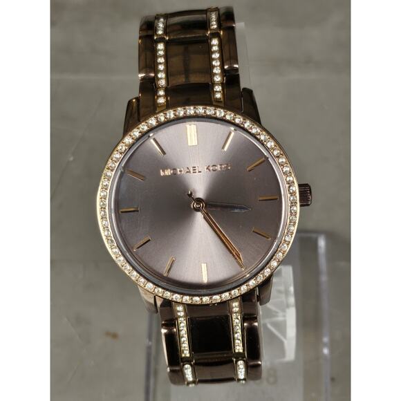 Nice Michael Kors Rose Gold Quartz Watch Ladies MK-3751 Crystals New Battery - Picture 1 of 14